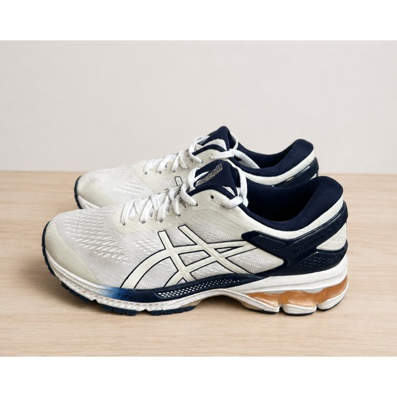 Asics Shoes - Asics Gel Kayano 26 Womens 9 Running Shoes White Navy Blue Sneaker *No Insoles*
